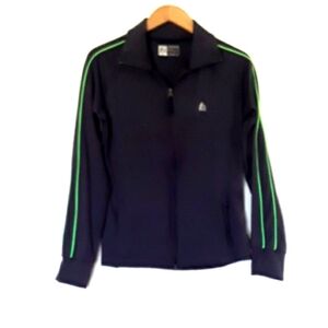 Reebok Performance Jacket Gray with Green Stripes Medium